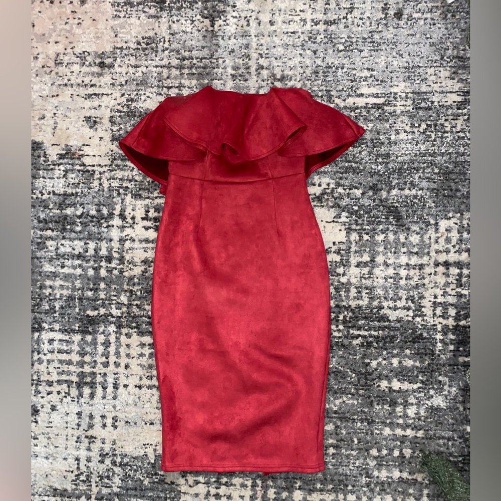 Strapless Red Midi Dress